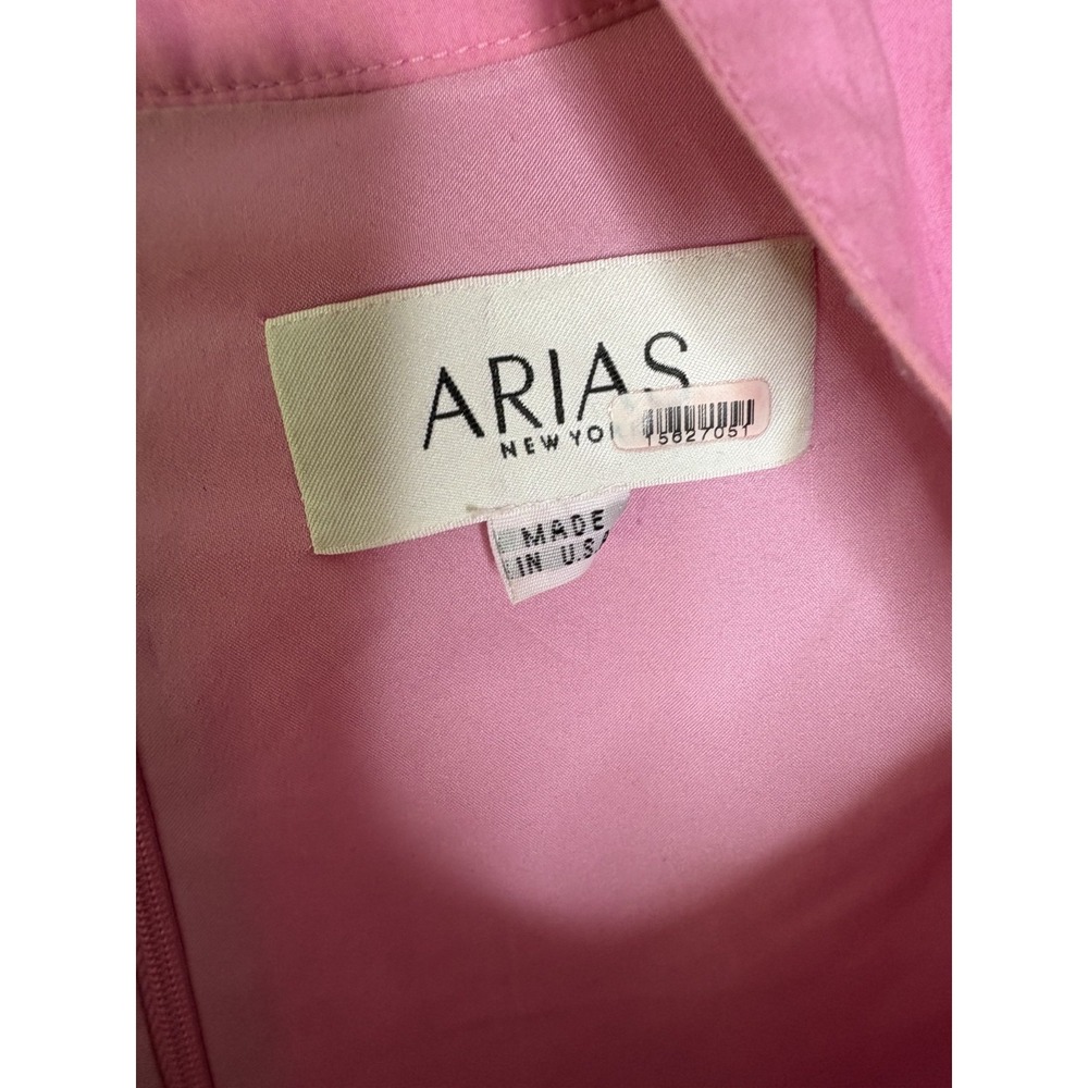 ARIAS NY Size 6 Pink Midi Dress Puff Sleeves‎ Gathered V Neck $795 Shower Baby - Picture 2 of 12